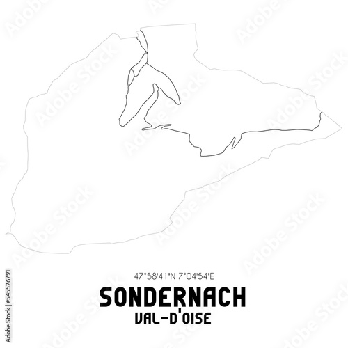 SONDERNACH Val-d'Oise. Minimalistic street map with black and white lines. photo