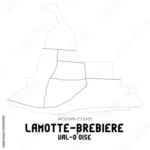 LAMOTTE-BREBIERE Val-d'Oise. Minimalistic street map with black and white lines.