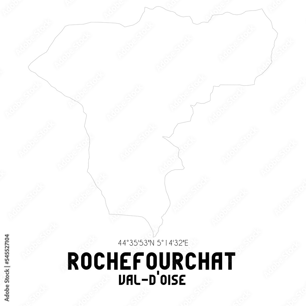 ROCHEFOURCHAT Val-d'Oise. Minimalistic street map with black and white lines.