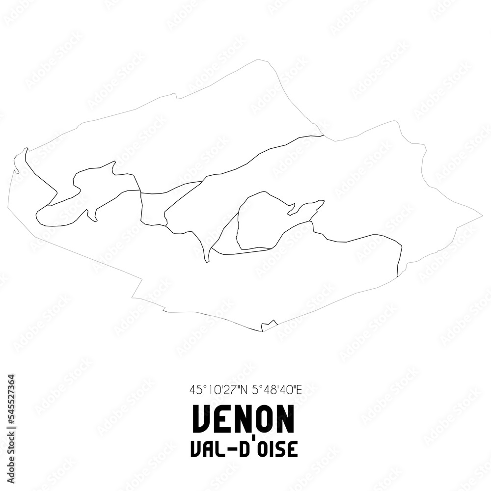VENON Val-d'Oise. Minimalistic street map with black and white lines.