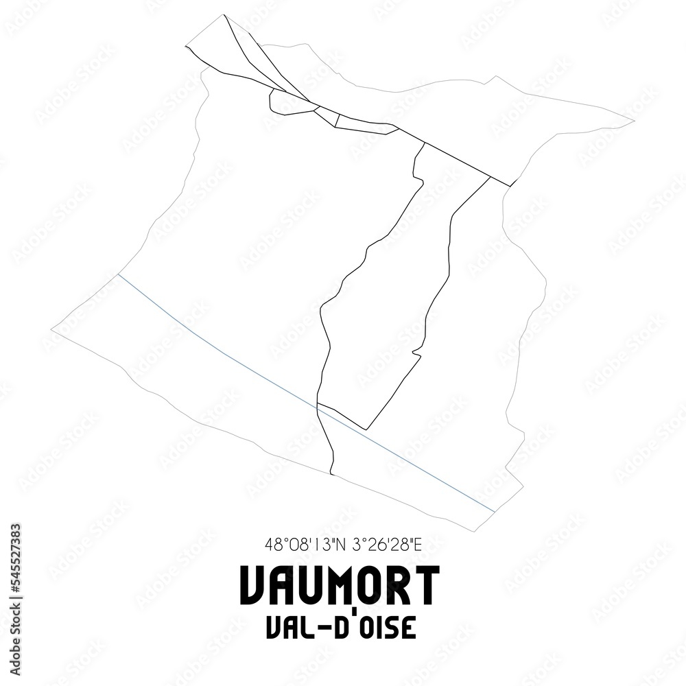 VAUMORT Val-d'Oise. Minimalistic street map with black and white lines. VAUMORT Val-d'Oise. Minimalistic street map with black and white lines.