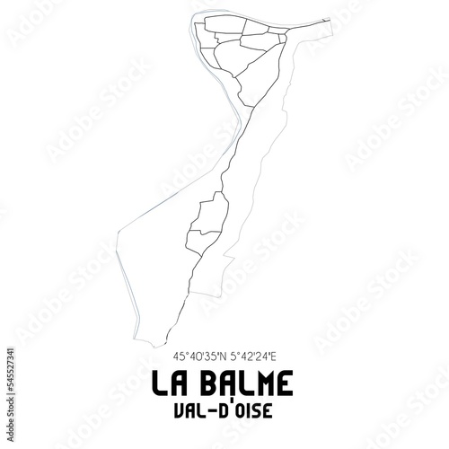 LA BALME Val-d Oise. Minimalistic street map with black and white lines.