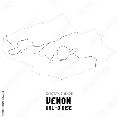 VENON Val-d'Oise. Minimalistic street map with black and white lines. photo