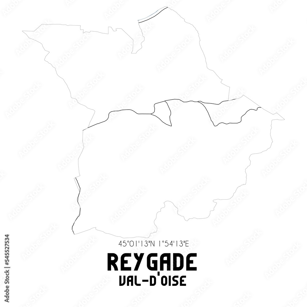 REYGADE Val-d'Oise. Minimalistic street map with black and white lines.