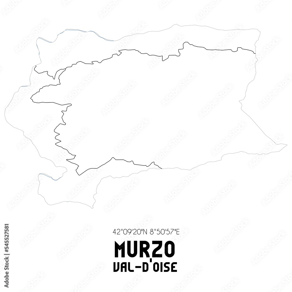 MURZO Val-d'Oise. Minimalistic street map with black and white lines.