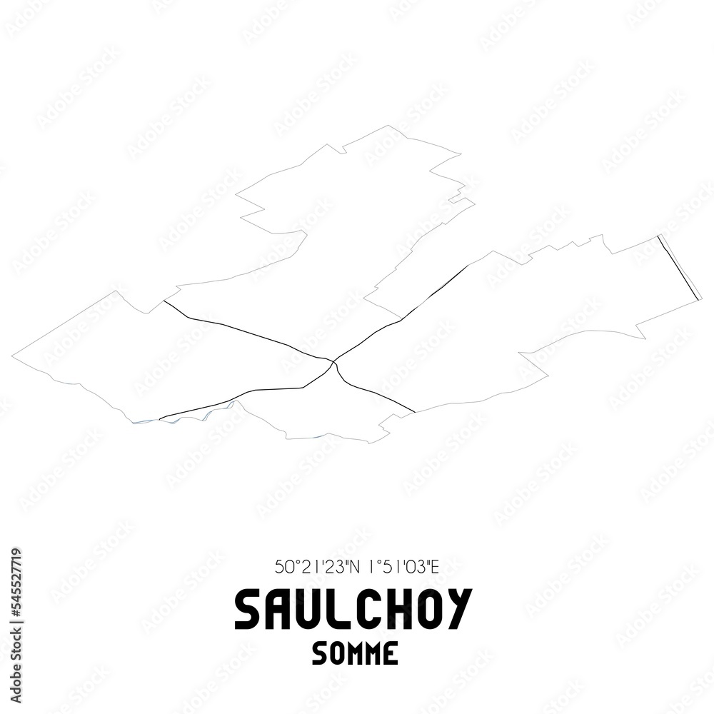 SAULCHOY Somme. Minimalistic street map with black and white lines.