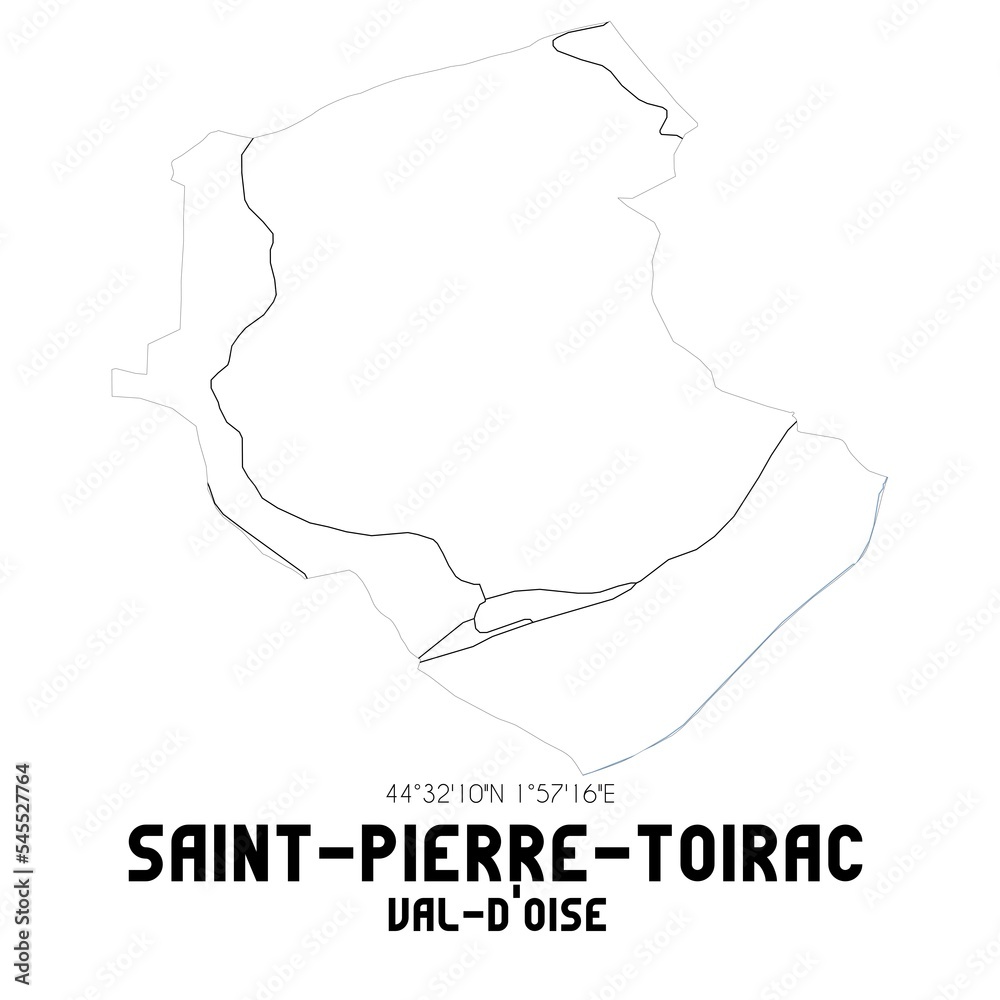 SAINT-PIERRE-TOIRAC Val-d'Oise. Minimalistic street map with black and white lines.