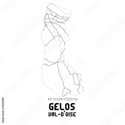 GELOS Val-d Oise. Minimalistic street map with black and white lines.