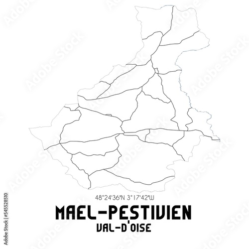 MAEL-PESTIVIEN Val-d Oise. Minimalistic street map with black and white lines.