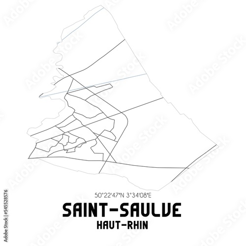 SAINT-SAULVE Haut-Rhin. Minimalistic street map with black and white lines.