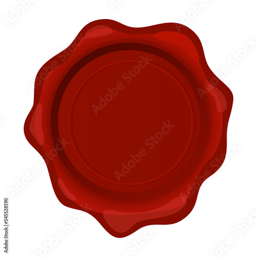 Red wax stamp. Isolated sticker mockup for letter or documents, confidential sign or secure tag, royal guarantee mark for envelop. Realistic icon with empty space for text