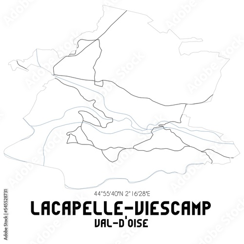 LACAPELLE-VIESCAMP Val-d'Oise. Minimalistic street map with black and white lines.