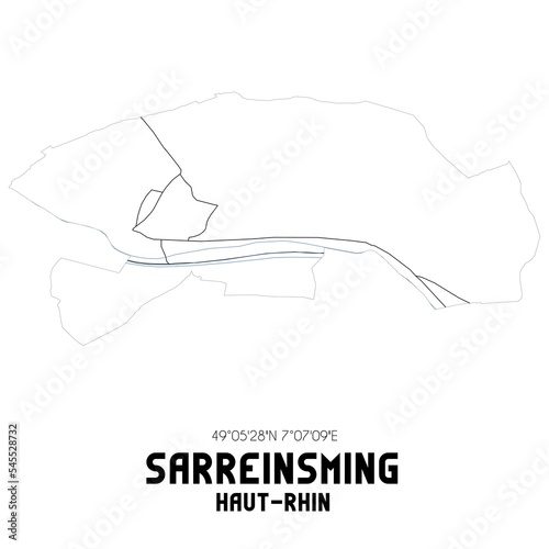 SARREINSMING Haut-Rhin. Minimalistic street map with black and white lines.
