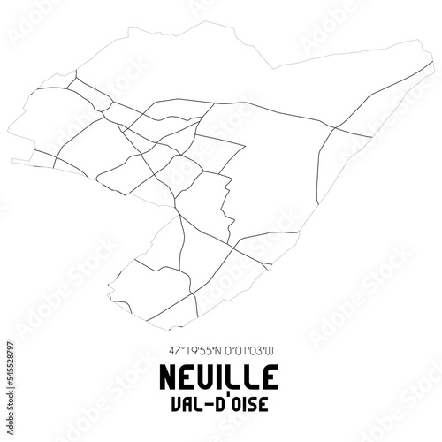 NEUILLE Val-d'Oise. Minimalistic street map with black and white lines.