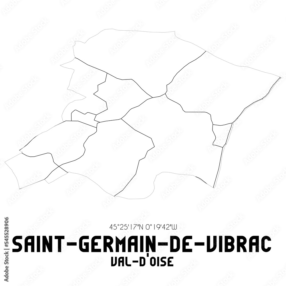 SAINT-GERMAIN-DE-VIBRAC Val-d'Oise. Minimalistic street map with black and white lines.