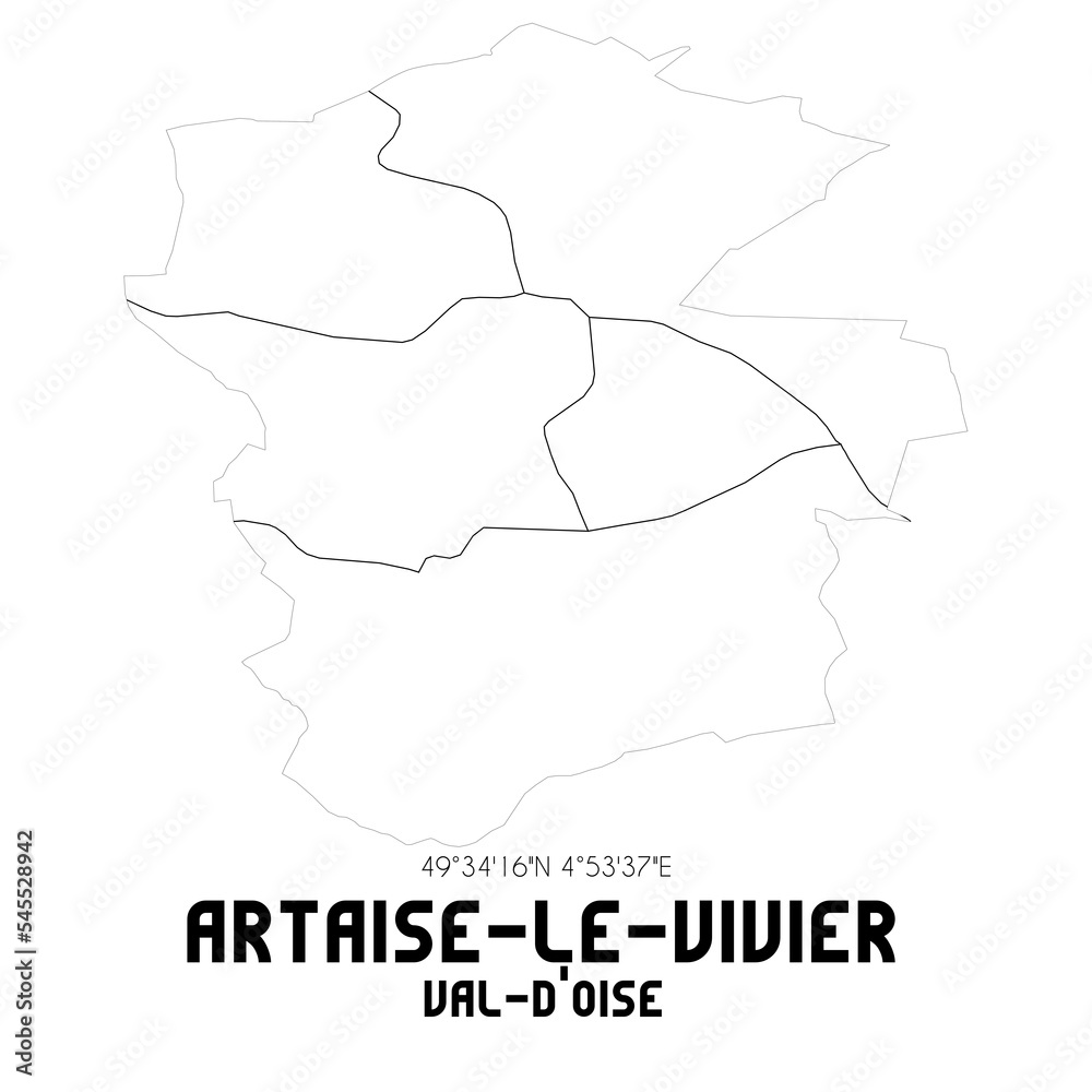 ARTAISE-LE-VIVIER Val-d'Oise. Minimalistic street map with black and white lines.