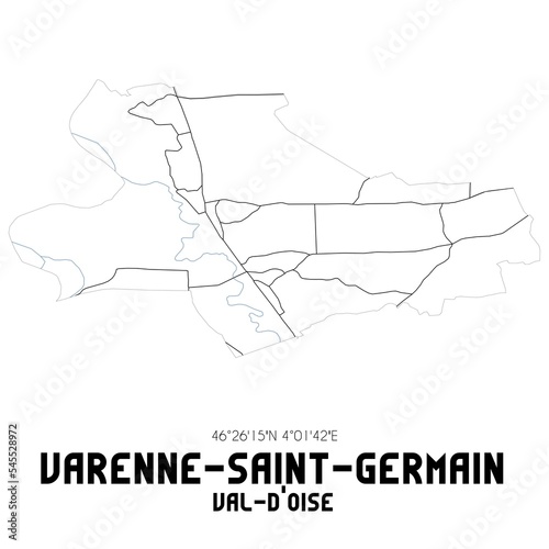 VARENNE-SAINT-GERMAIN Val-d'Oise. Minimalistic street map with black and white lines.