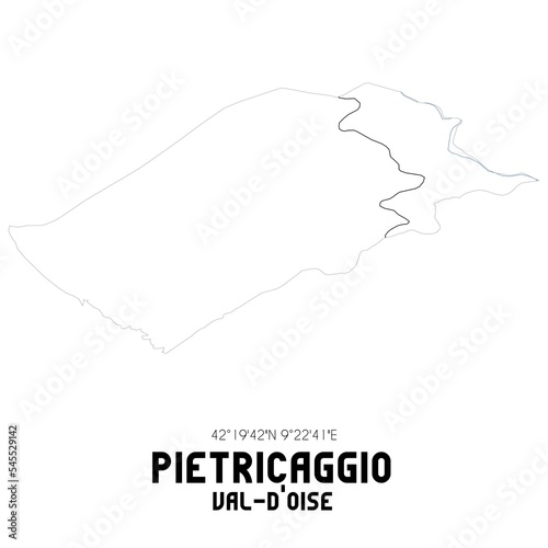 PIETRICAGGIO Val-d'Oise. Minimalistic street map with black and white lines. photo