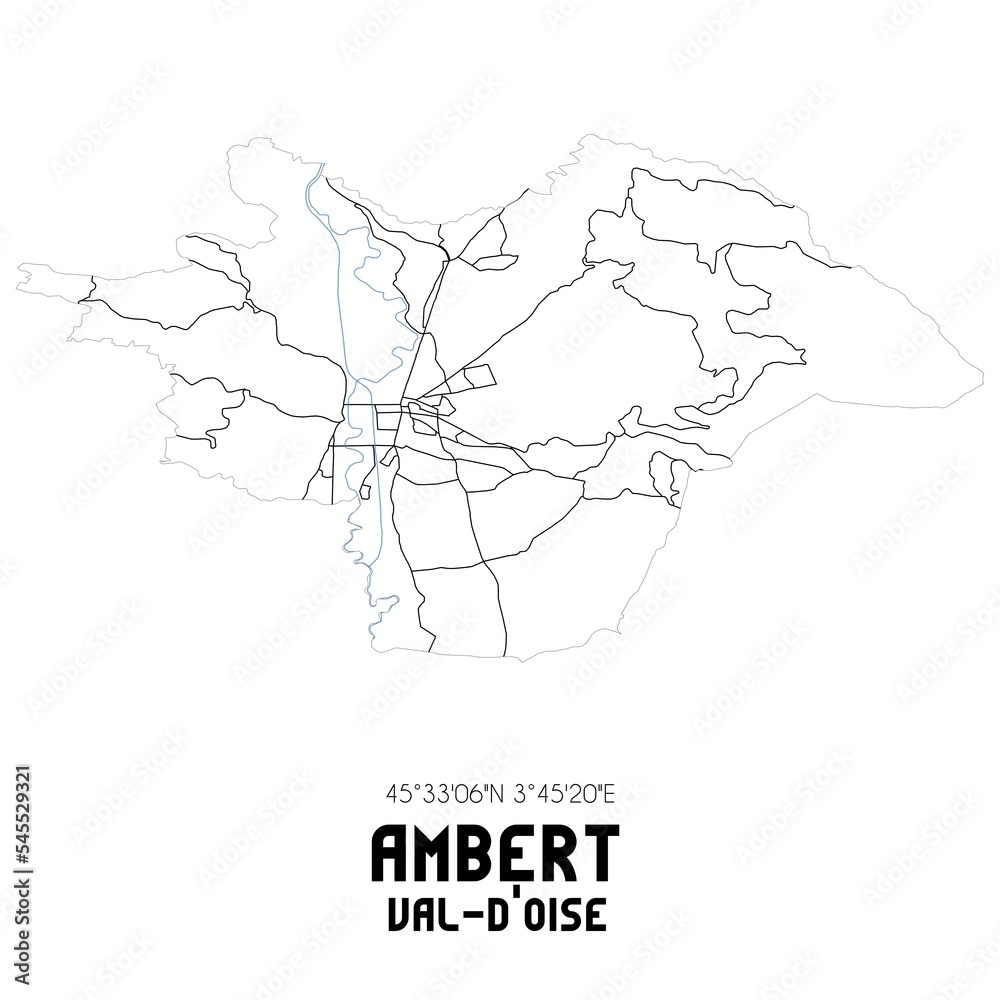 AMBERT Val-d'Oise. Minimalistic street map with black and white lines.