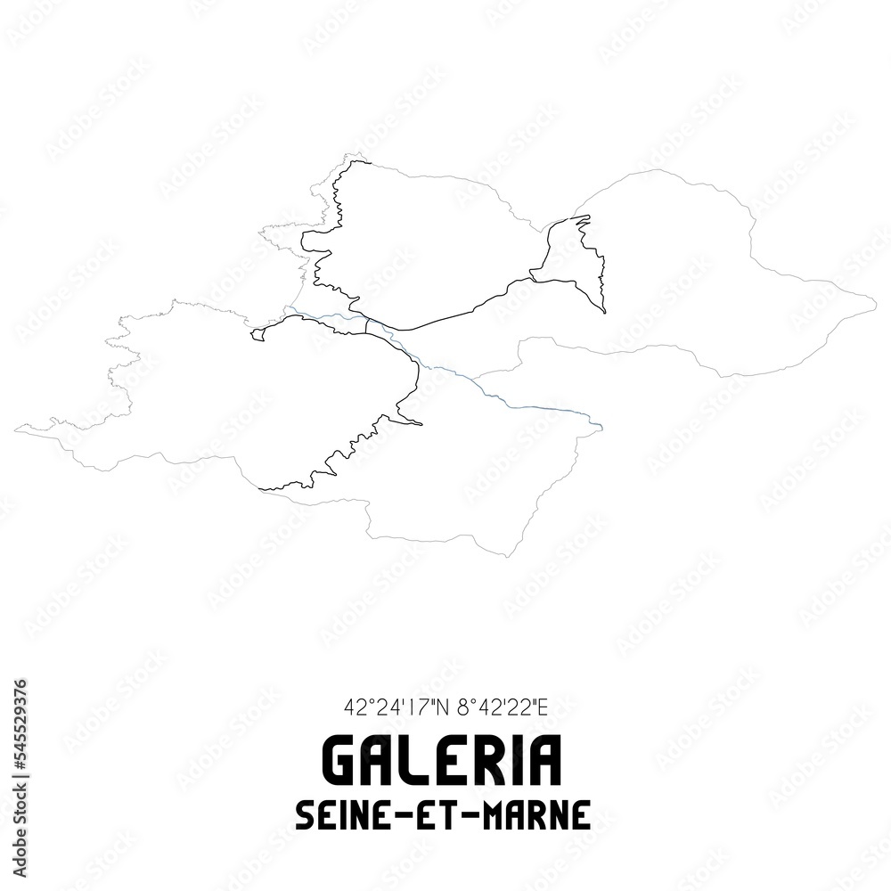 GALERIA Seine-et-Marne. Minimalistic street map with black and white lines.