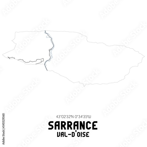 SARRANCE Val-d'Oise. Minimalistic street map with black and white lines.