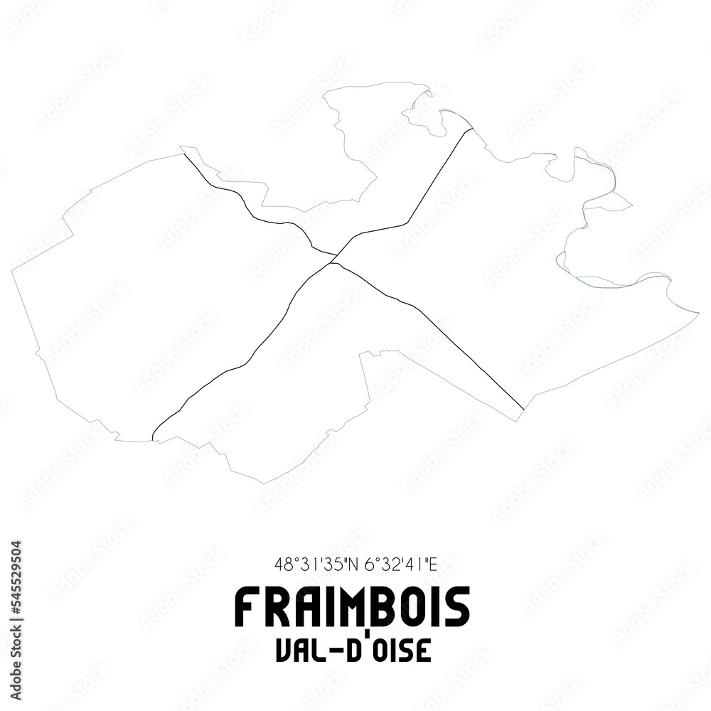 FRAIMBOIS Val-d'Oise. Minimalistic street map with black and white lines.