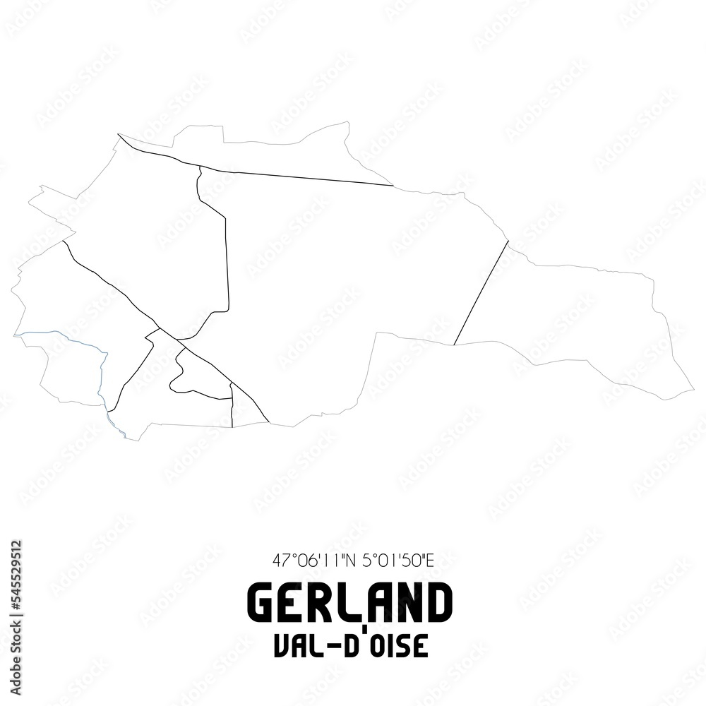 GERLAND Val-d'Oise. Minimalistic street map with black and white lines. GERLAND Val-d'Oise. Minimalistic street map with black and white lines.