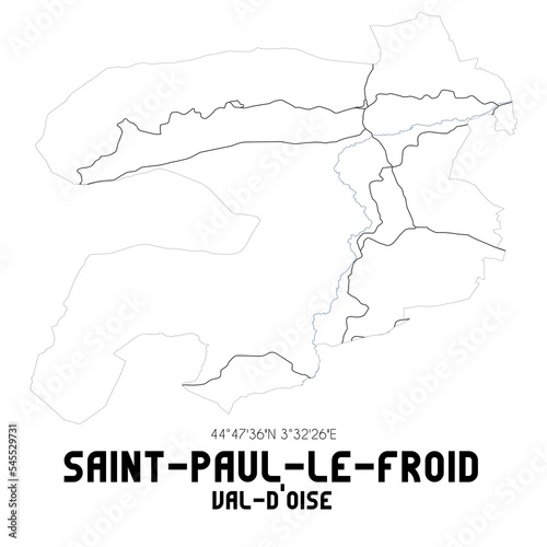SAINT-PAUL-LE-FROID Val-d Oise. Minimalistic street map with black and white lines.