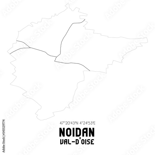 NOIDAN Val-d Oise. Minimalistic street map with black and white lines.
