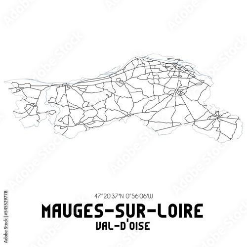 MAUGES-SUR-LOIRE Val-d'Oise. Minimalistic street map with black and white lines.