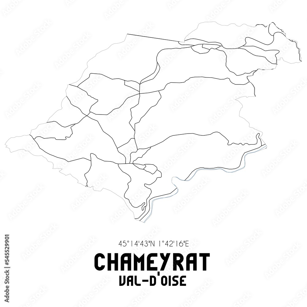 CHAMEYRAT Val-d'Oise. Minimalistic street map with black and white lines.
