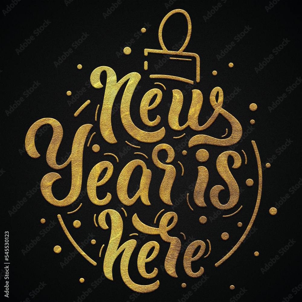Fototapeta premium New year is year golden calligraphy design banner 