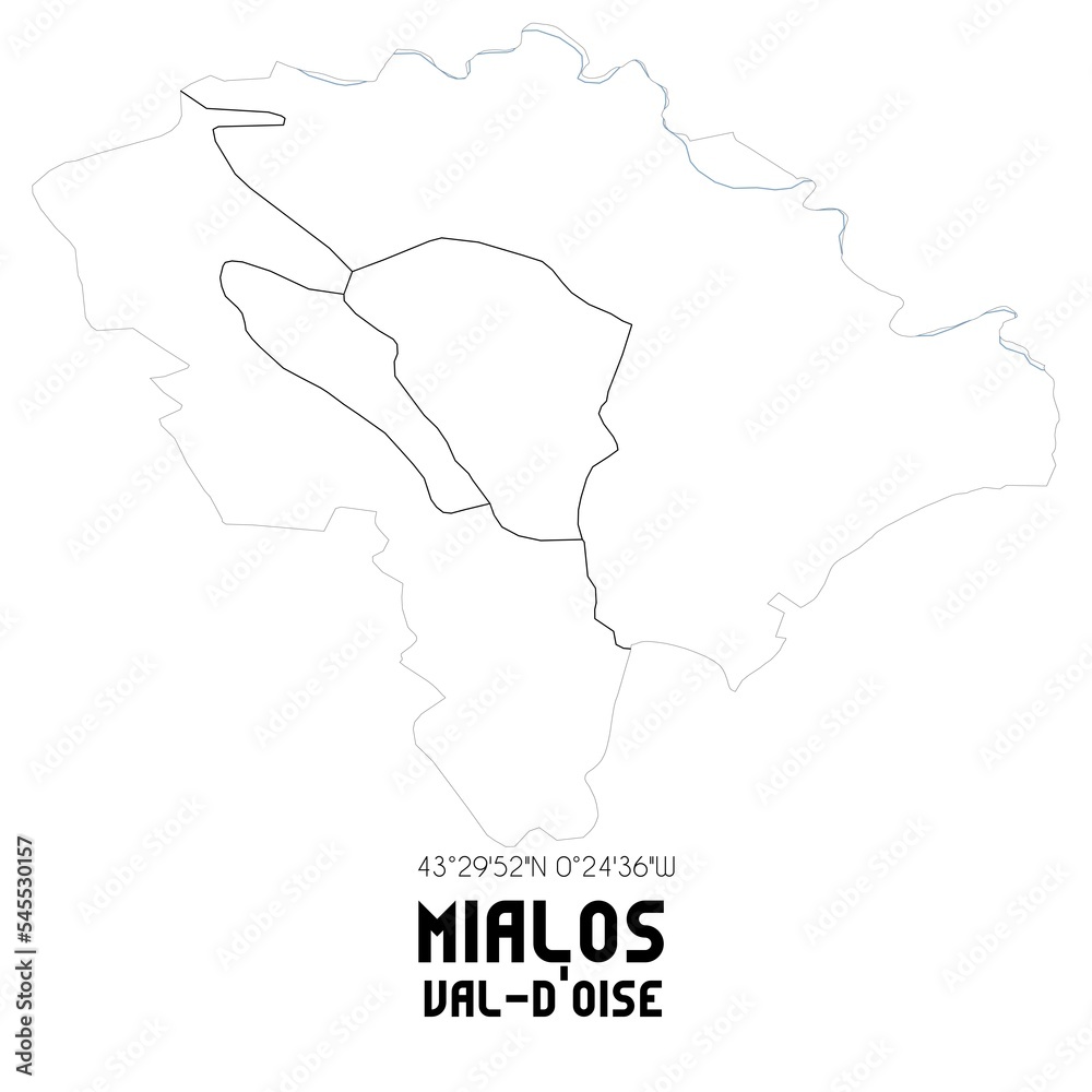 MIALOS Val-d'Oise. Minimalistic street map with black and white lines.