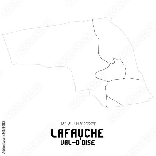 LAFAUCHE Val-d'Oise. Minimalistic street map with black and white lines.