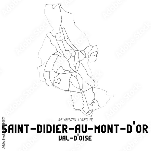 SAINT-DIDIER-AU-MONT-D OR Val-d Oise. Minimalistic street map with black and white lines.