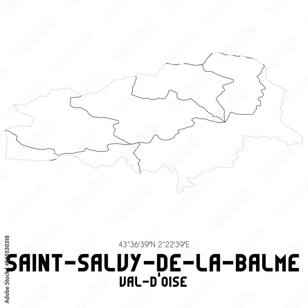 SAINT-SALVY-DE-LA-BALME Val-d'Oise. Minimalistic street map with black and white lines.
