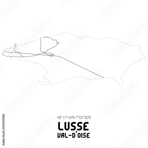 LUSSE Val-d'Oise. Minimalistic street map with black and white lines.