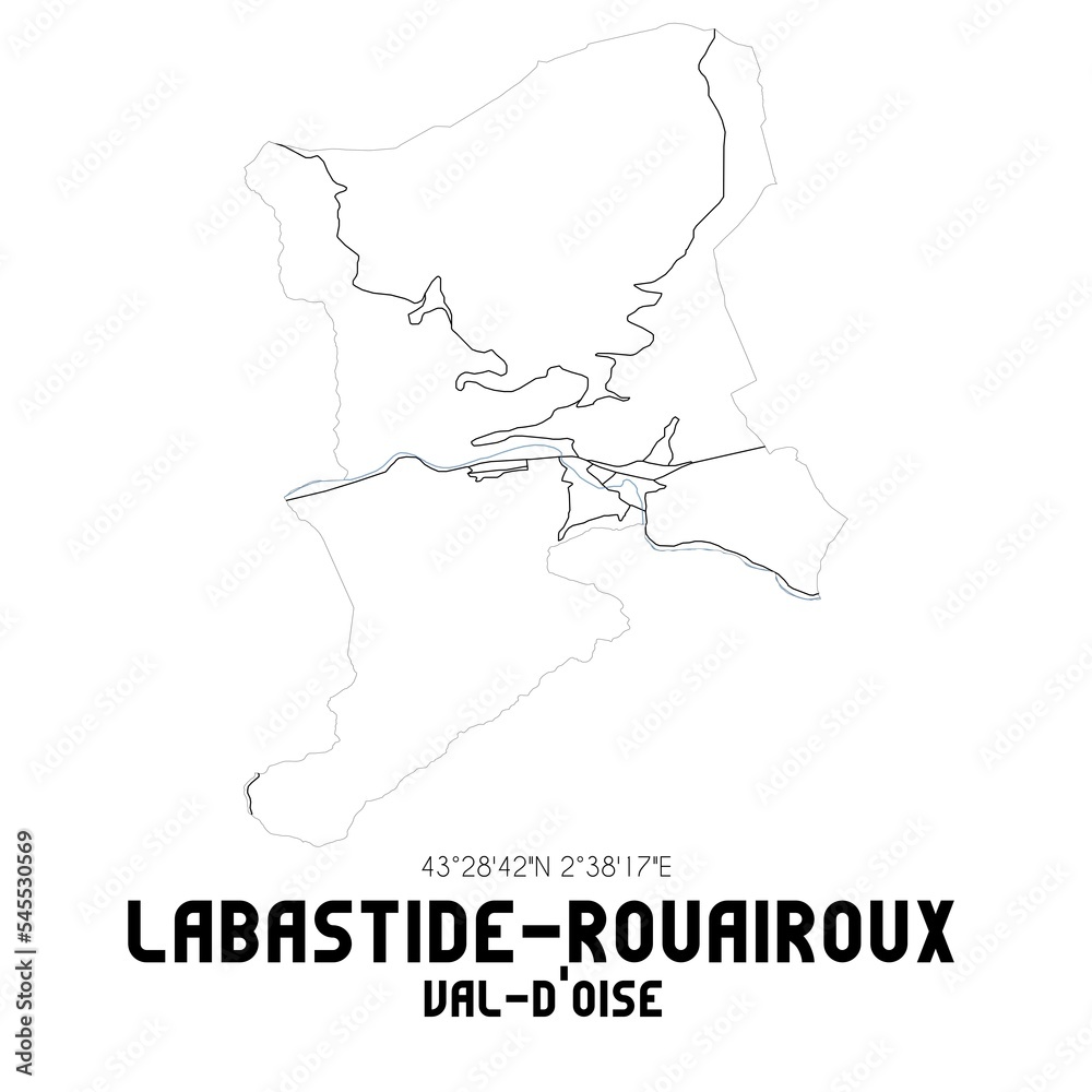 LABASTIDE-ROUAIROUX Val-d'Oise. Minimalistic street map with black and white lines.