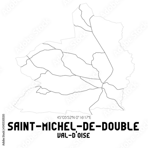 SAINT-MICHEL-DE-DOUBLE Val-d Oise. Minimalistic street map with black and white lines.