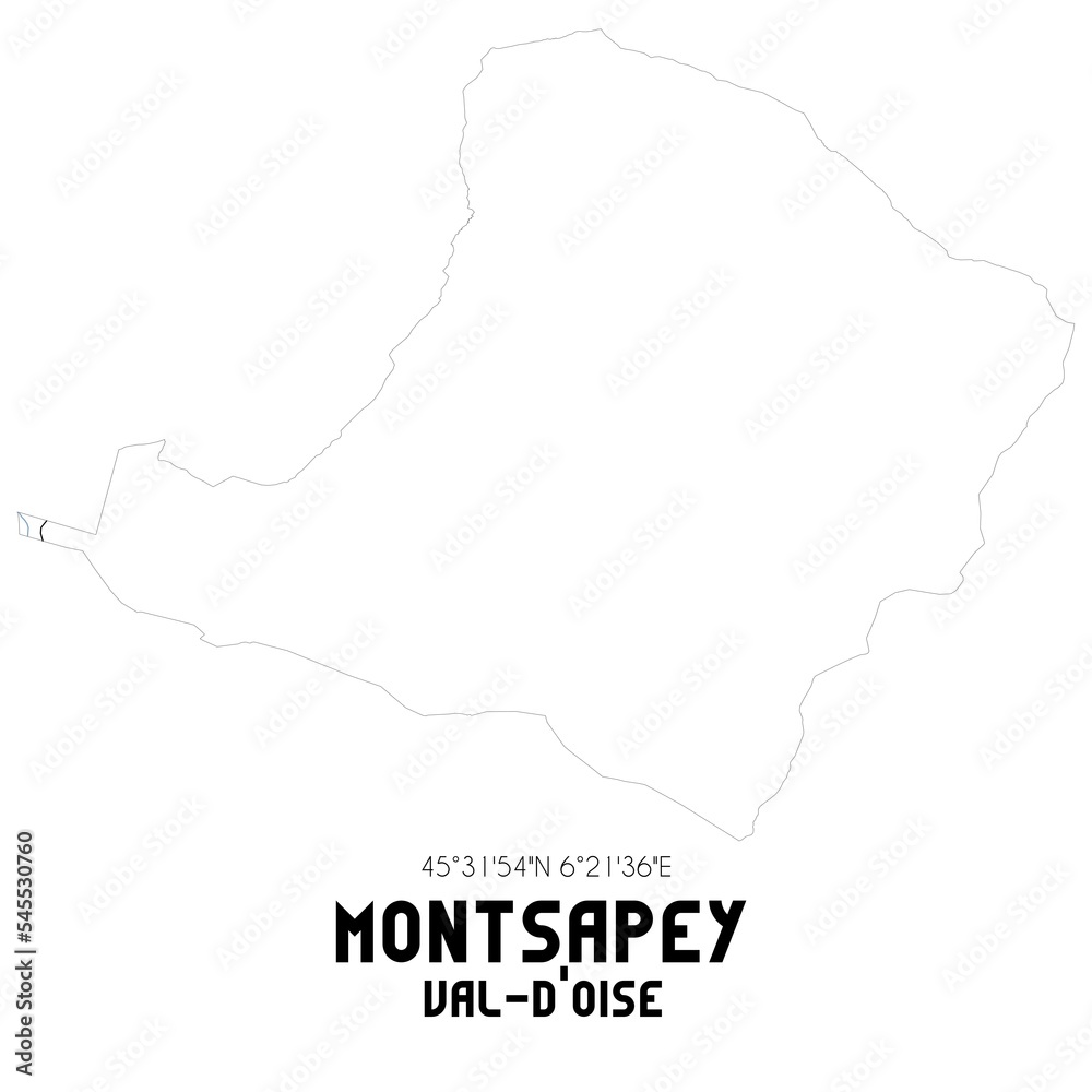 MONTSAPEY Val-d'Oise. Minimalistic street map with black and white lines.