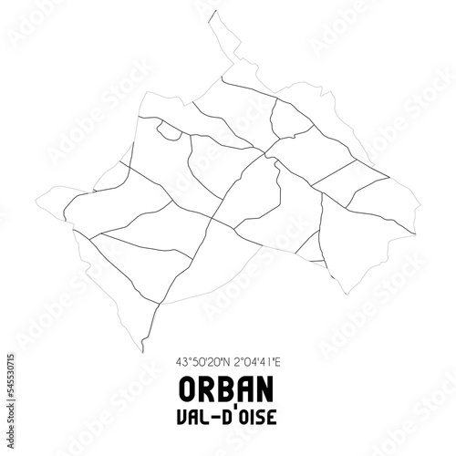 ORBAN Val-d'Oise. Minimalistic street map with black and white lines.