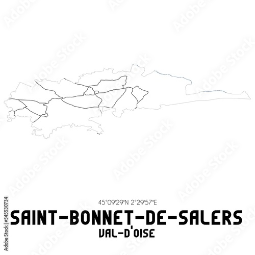 SAINT-BONNET-DE-SALERS Val-d'Oise. Minimalistic street map with black and white lines.