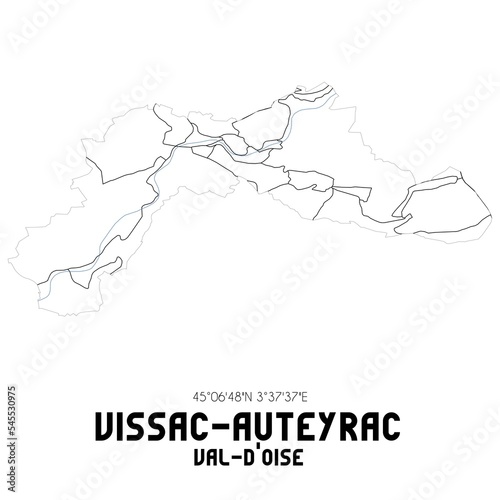 VISSAC-AUTEYRAC Val-d'Oise. Minimalistic street map with black and white lines.