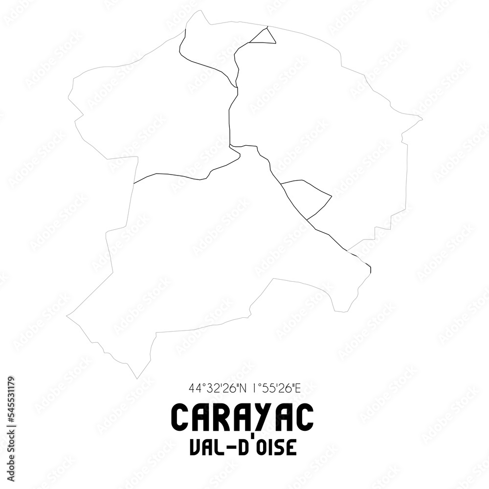 CARAYAC Val-d'Oise. Minimalistic street map with black and white lines.