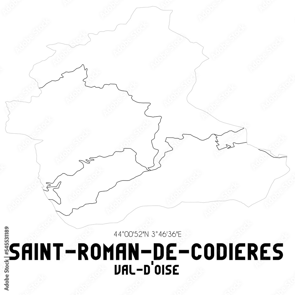 SAINT-ROMAN-DE-CODIERES Val-d'Oise. Minimalistic street map with black and white lines.