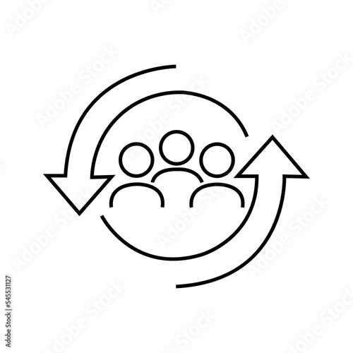 Personnel change line icon. People in cycle round symbol. The concept of human resources. Vector illustration can be used for topics like rotation, HR, personnel, management