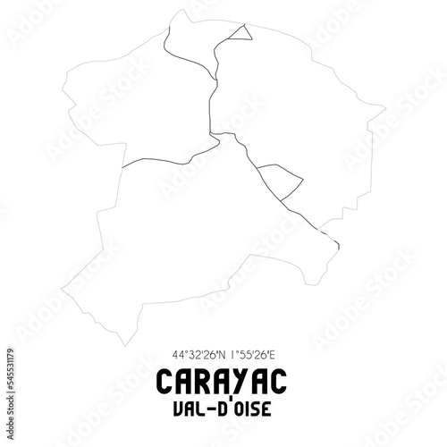 CARAYAC Val-d'Oise. Minimalistic street map with black and white lines.