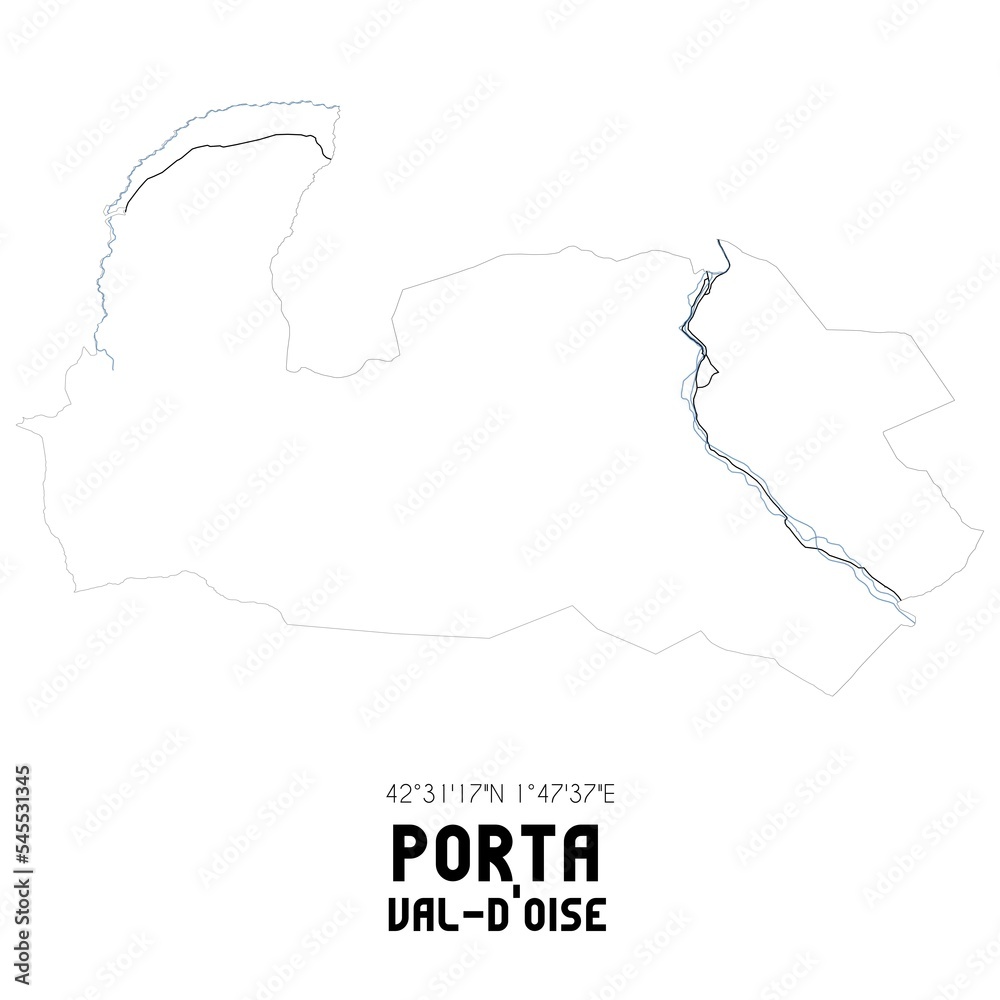 PORTA Val-d'Oise. Minimalistic street map with black and white lines.