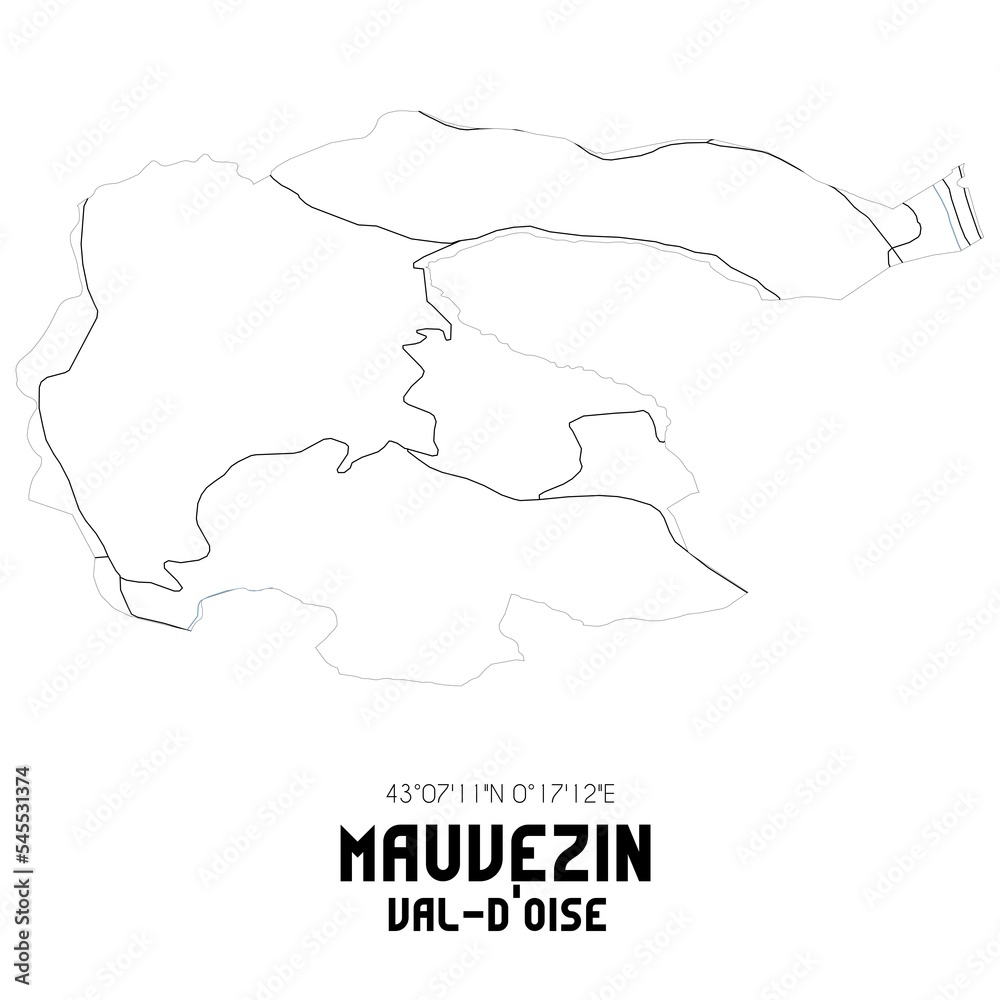 Obraz premium MAUVEZIN Val-d'Oise. Minimalistic street map with black and white lines.