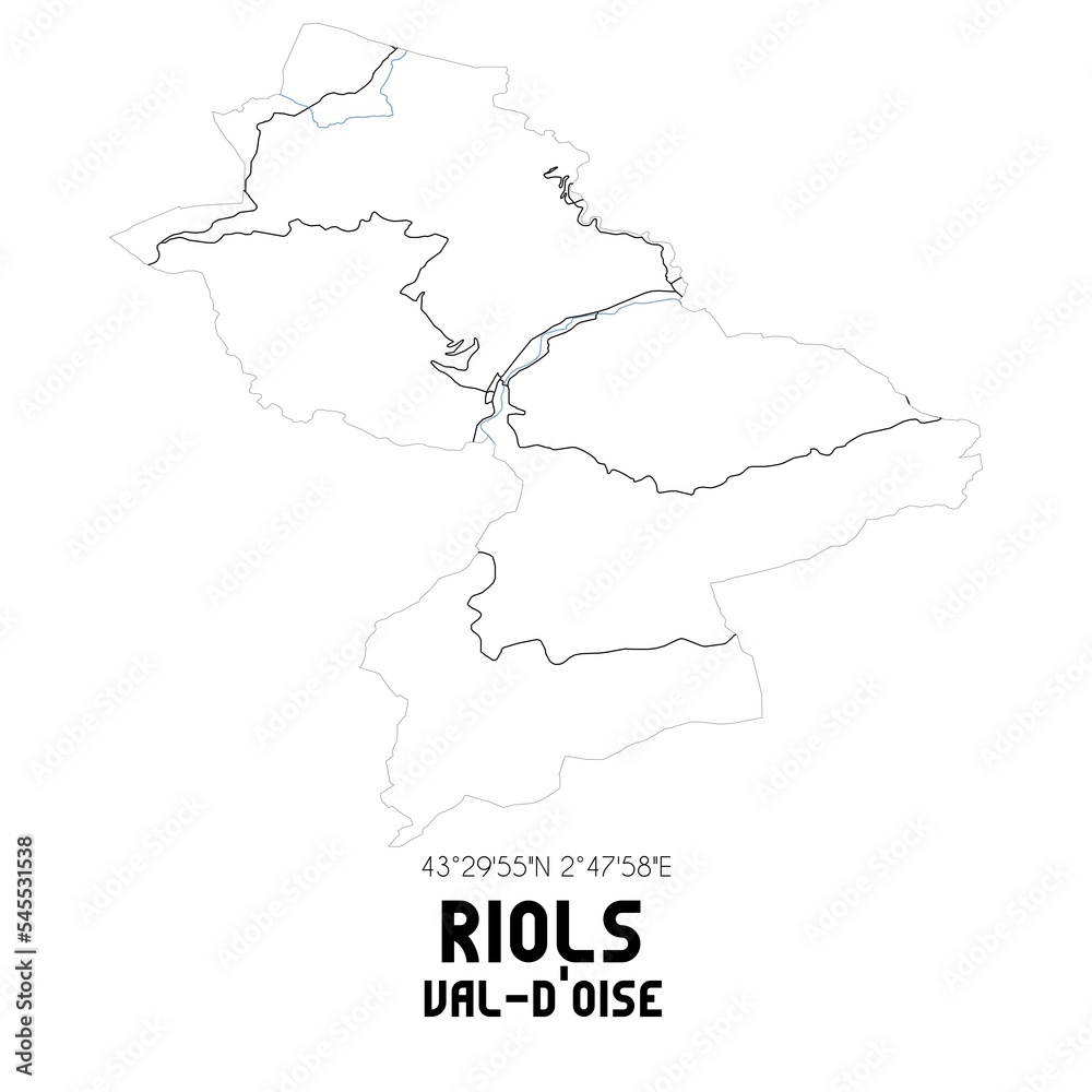 RIOLS Val-d'Oise. Minimalistic street map with black and white lines.
